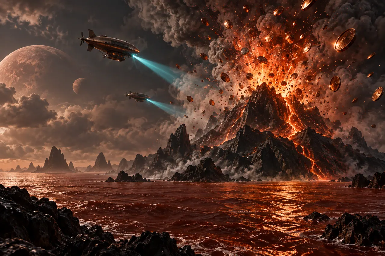 Original field-art illustration for Coin Volcano