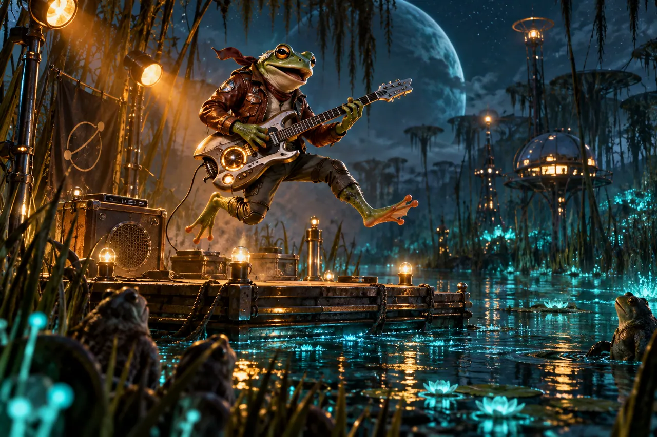 Original field-art illustration for Elvis Frog TRUEWAYS